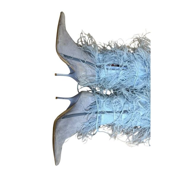 Jeffrey Campbell Shake Ya Boot Baby Blue Feather Leather Boots 7.5 - Picture 8 of 16